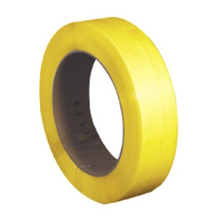 Bsc Preferred 1/2'' x .031 x 7200' Yellow 16 x 6'' Core Hand Grade Polypropylene Strapping - Embossed PS1232